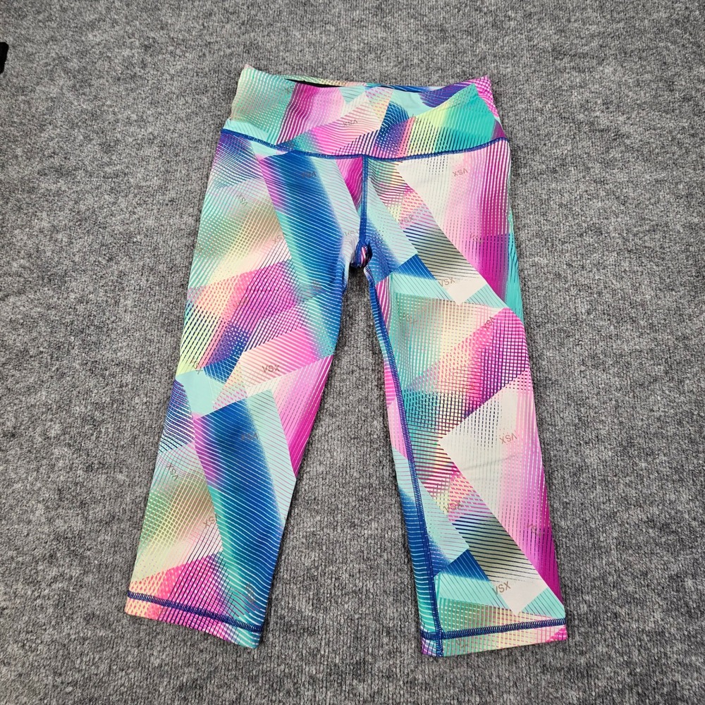 VSX Victoria's Secret Knockout Crop Leggings Size Small Geometric Neon Pink